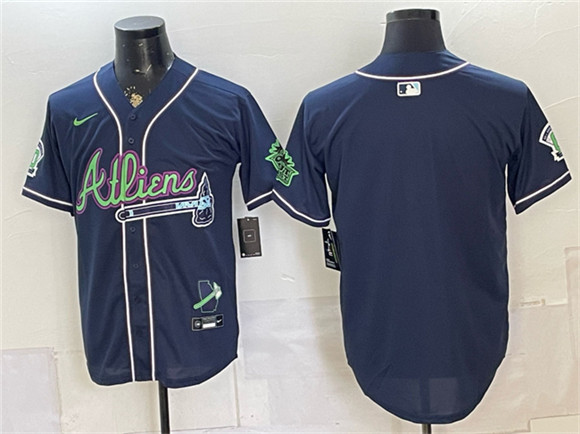 Atlanta Braves Blank Navy Galaxy With Outkast Patch Vapor Limited Stitched Baseball Jersey Atlanta Braves Blank Navy Galaxy With Outkast Patch Vapor Limited Stitched Baseball Jersey