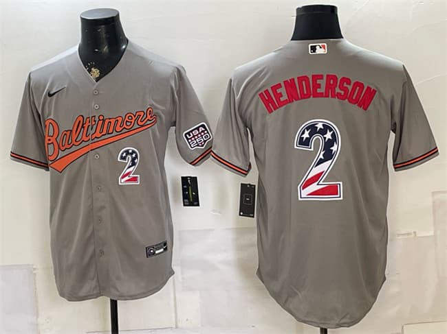 Baltimore Orioles #2 Gunnar Henderson Gray USA 250 Fourth of July Home Stitched Baseball Jersey Baltimore Orioles #2 Gunnar Henderson Gray USA 250 Fourth of July Home Stitched Baseball Jersey