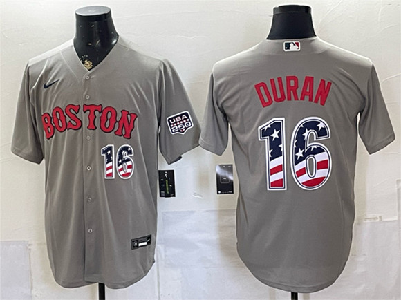 Boston Red Sox #16 Jarren Duran Gray 2026 USA 250 Fourth of July Home Stitched Baseball Jersey Boston Red Sox #16 Jarren Duran Gray 2026 USA 250 Fourth of July Home Stitched Baseball Jersey