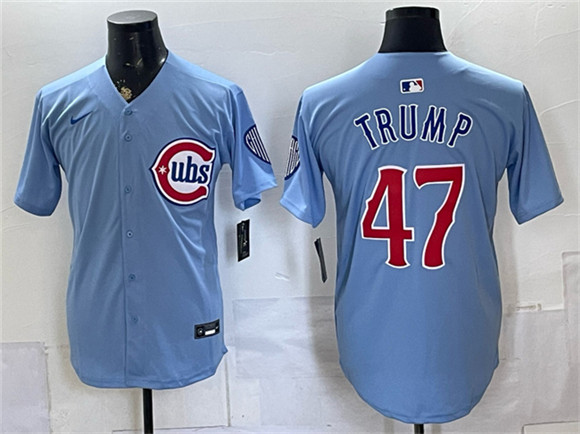 Chicago Cubs #47 Trump Blue 2026 2nd Alternate Limited Stitched Baseball Jersey Chicago Cubs #47 Trump Blue 2026 2nd Alternate Limited Stitched Baseball Jersey