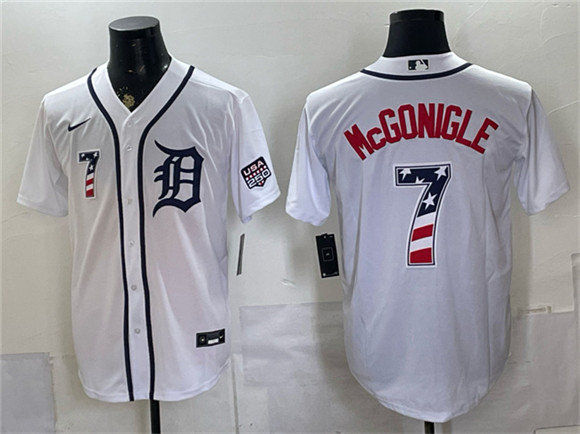 Detroit Tigers #7 Kevin McGonigle White 2026 USA 250 Fourth of July Stitched Baseball Jersey Detroit Tigers #7 Kevin McGonigle White 2026 USA 250 Fourth of July Stitched Baseball Jersey