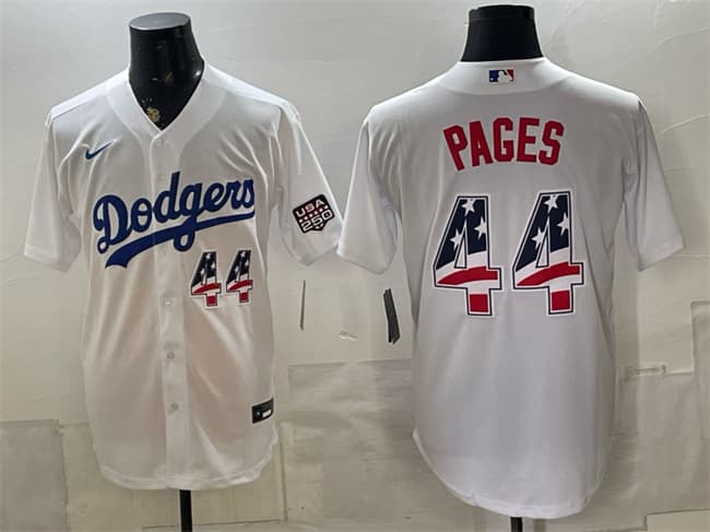 Los Angeles Dodgers #44 Andy Pages White USA 250 Fourth of July Home Stitched Baseball Jersey Los Angeles Dodgers #44 Andy Pages White USA 250 Fourth of July Home Stitched Baseball Jersey