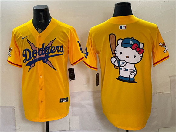 Los Angeles Dodgers x One Piece Team Big Logo Yellow Vapor Premier Limited Stitched Baseball Jersey Los Angeles Dodgers x One Piece Team Big Logo Yellow Vapor Premier Limited Stitched Baseball Jersey