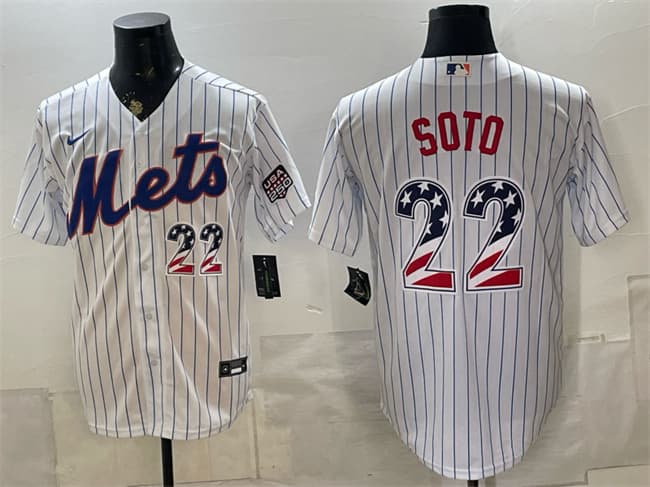 New York Mets #22 Juan Soto White USA 250 Fourth of July Home Stitched Baseball Jersey New York Mets #22 Juan Soto White USA 250 Fourth of July Home Stitched Baseball Jersey