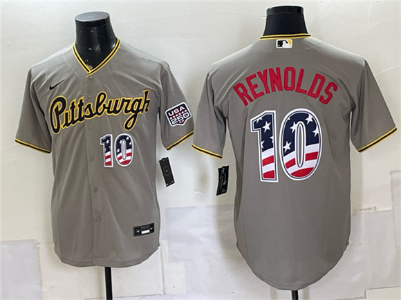 Pittsburgh Pirates #10 Bryan Reynolds Grey USA 250 Fourth of July Stitched Baseball Jersey Pittsburgh Pirates #10 Bryan Reynolds Grey USA 250 Fourth of July Stitched Baseball Jersey