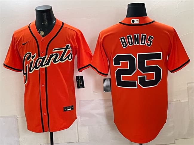 San Francisco Giants #25 Barry Bonds Orange Cool Base Stitched Baseball Jersey San Francisco Giants #25 Barry Bonds Orange Cool Base Stitched Baseball Jersey