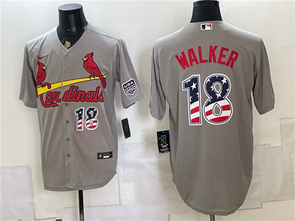 St. Louis Cardinals #18 Jordan Walker Gray USA 250 Fourth of July Stitched Baseball Jersey St. Louis Cardinals #18 Jordan Walker Gray USA 250 Fourth of July Stitched Baseball Jersey