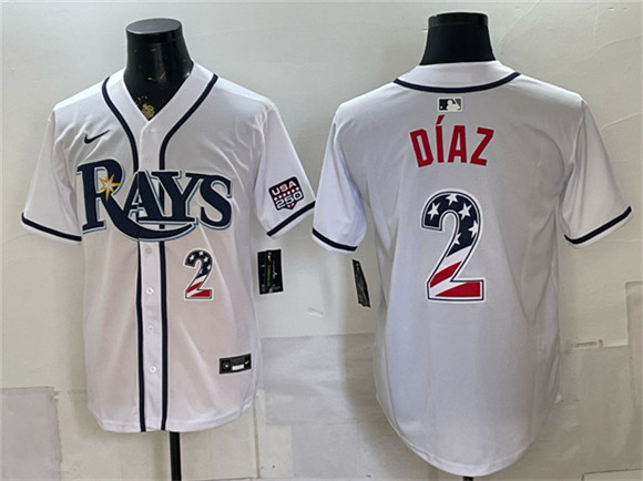 Tampa Bay Rays #2 Yandy D??az White 2026 USA 250 Fourth of July Home Stitched Baseball Jersey Tampa Bay Rays #2 Yandy D??az White 2026 USA 250 Fourth of July Home Stitched Baseball Jersey