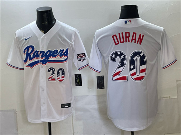 Texas Rangers #20 Ezequiel Duran White 2026 USA 250 Fourth of July Home Stitched Baseball Jersey Texas Rangers #20 Ezequiel Duran White 2026 USA 250 Fourth of July Home Stitched Baseball Jersey