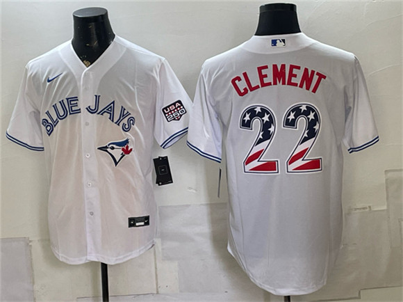 Toronto Blue Jays #22 Ernie Clement White 2026 USA 250 Fourth of July Stitched Baseball Jersey Toronto Blue Jays #22 Ernie Clement White 2026 USA 250 Fourth of July Stitched Baseball Jersey