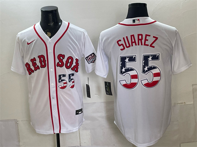 Boston Red Sox #55 Ranger Suarez White 2026 USA 250 Fourth of July Home Stitched Baseball Jersey