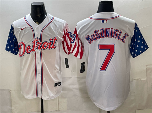 Detroit Tigers #7 Kevin McGonigle 2026 White USA Flag Vapor Premier Limited Stitched Baseball Jersey