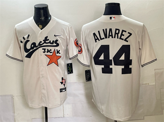 Houston Astros #44 Yordan Alvarez Cream Cactus Jack Vapor Premier Limited Stitched Baseball Jersey