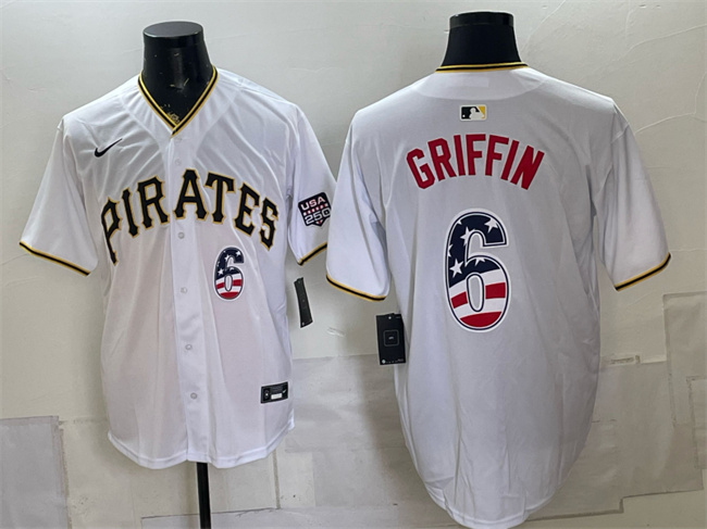 Pittsburgh Pirates #6 Konnor Griffin White USA 250 Fourth of July Stitched Baseball Jersey