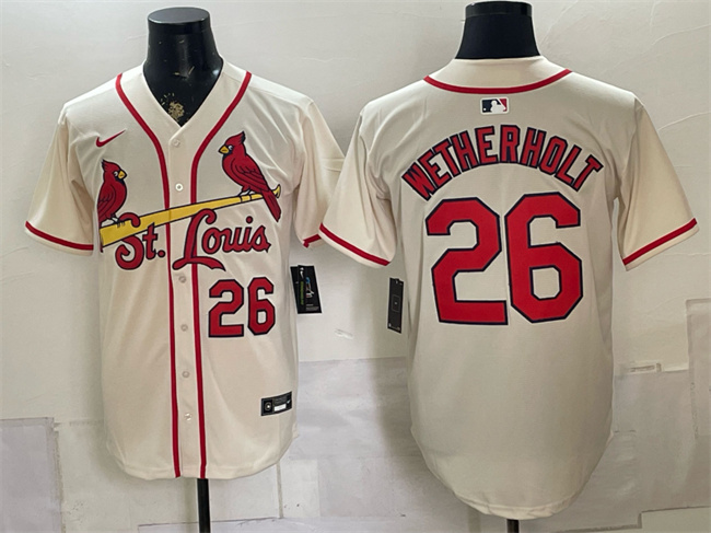 St. Louis Cardinals #26 JJ Wetherholt Cream Limited Stitched Baseball Jersey