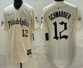 Philadelphia Phillies #12 Kyle Schwarber Cream Gothic Vapor Limited Stitched Jersey