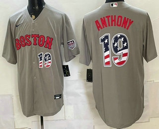 Boston Red Sox #19 Roman Anthony Grey 2026 USA 250 Fourth of July Home Stitched Jersey