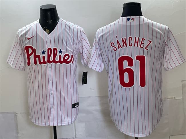 Philadelphia Phillies #61 Cristopher Sanchez White Cool Base Stitched Jersey