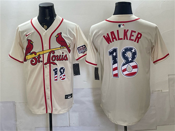 St. Louis Cardinals #18 Jordan Walker Cream USA 250 Fourth of July Stitched Baseball Jersey