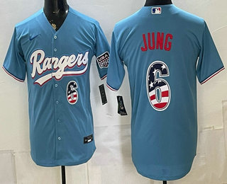 Texas Rangers #6 Josh Jung Blue 2026 USA 250 Fourth of July Stitched Jersey