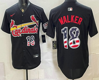 St Louis Cardinals #18 Jordan Walker Black USA 250 Fourth of July Stitched Jersey