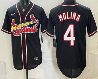St Louis Cardinals #4 Yadier Molina 2026 Black Fashion Cool Base Jersey