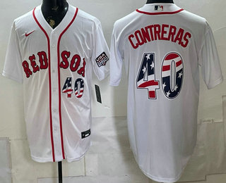 Boston Red Sox #40 Willson Contreras White 2026 USA 250 Fourth of July Home Stitched Jersey Boston Red Sox #40 Willson Contreras White 2026 USA 250 Fourth of July Home Stitched Jersey