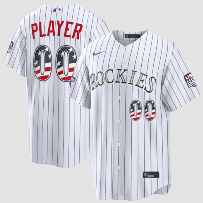Colorado Rockies Active Player Custom White 2026 All-Star Edition Stars & Stripes & USA 250 Fourth of July Home Stadium Stitched Baseball Jersey Colorado Rockies Active Player Custom White 2026 All-Star Edition Stars & Stripes & USA 250 Fourth of July Home Stadium Stitched Baseball Jersey