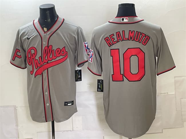 Philadelphia Phillies #10 J.T. Realmuto Gray 2026 Field of Dreams Stadium Stitched Baseball Jersey