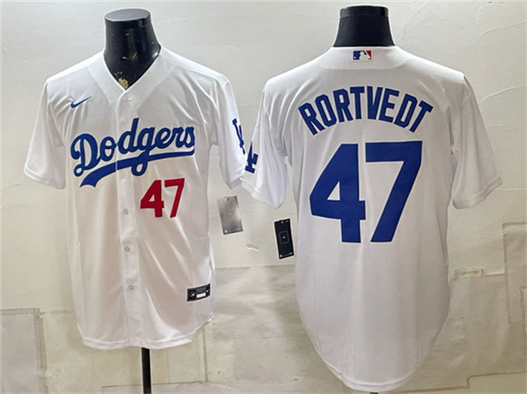Los Angeles Dodgers #47 Ben Rortvedt White Home Cool Base Stitched Baseball Jersey