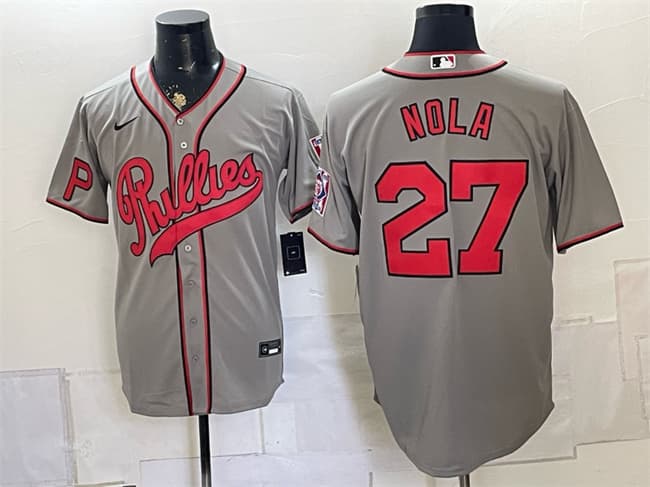 Philadelphia Phillies #27 Aaron Nola Gray 2026 Field of Dreams Stadium Stitched Baseball Jersey