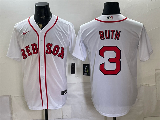 Boston Red Sox #3 Babe Ruth White Cool Base Stitched Baseball Jersey
