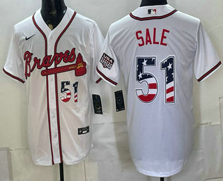 Atlanta Braves #51 Chris Sale White USA 250 Fourth of July Home Stadium Stitched Jersey Atlanta Braves #51 Chris Sale White USA 250 Fourth of July Home Stadium Stitched Jersey