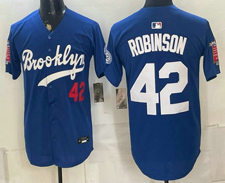 Los Angeles Dodgers #42 Jackie Robinson Blue 1955 Throwback Jersey