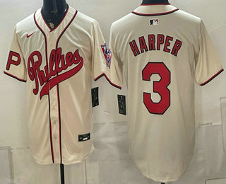 Philadelphia Phillies #3 Bryce Harper Name Cream 2026 Field of Dreams Stadium Stitched Jersey