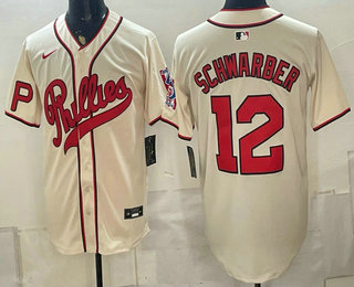 Philadelphia Phillies #12 Kyle Schwarber Name Cream 2026 Field of Dreams Stadium Stitched Jersey