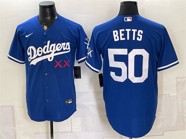 Los Angeles Dodgers x KAWS #50 Mookie Betts Royal Vapor Premier Limited Stitched Baseball Jersey