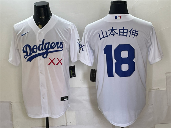 Los Angeles Dodgers x KAWS #18 ??????? White Vapor Premier Limited Stitched Baseball Jersey