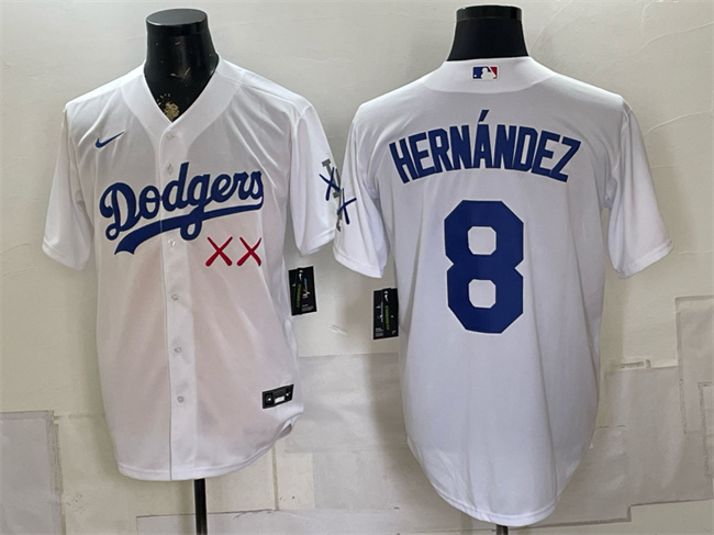 Los Angeles Dodgers x KAWS #8 Enrique Hernandez White Vapor Premier Limited Stitched Baseball Jersey