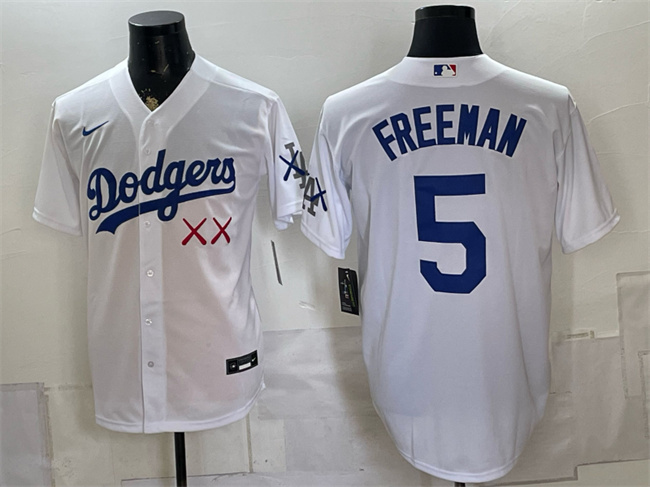 Los Angeles Dodgers x KAWS #5 Freddie Freeman White Vapor Premier Limited Stitched Baseball Jersey