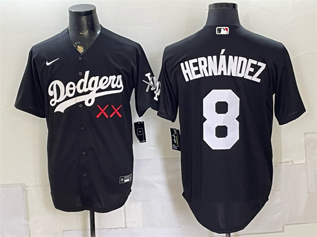 Los Angeles Dodgers x KAWS #8 Enrique Hernandez Black Vapor Premier Limited Stitched Baseball Jersey