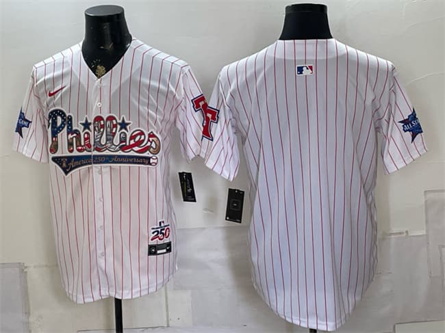 Philadelphia Phillies Blank White 2026 All-Star & USA 250 Fourth of July Home Stitched Baseball Jersey
