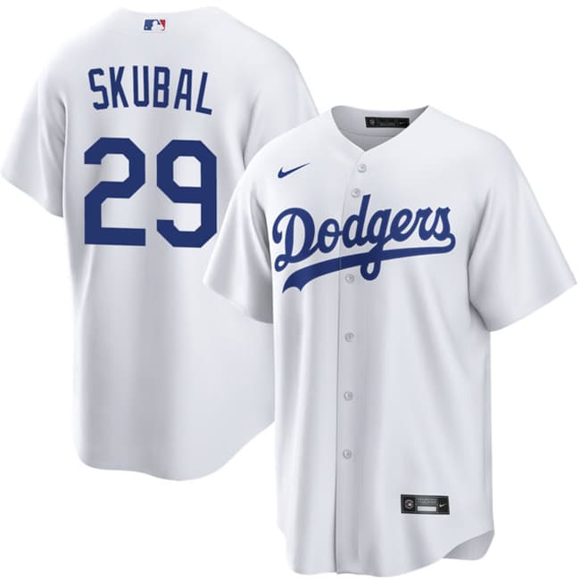Los Angeles Dodgers #29 Tarik Skubal White Cool Base Stitched Baseball Jersey