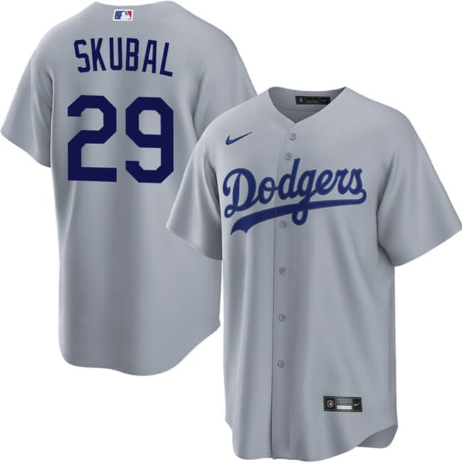 Los Angeles Dodgers #29 Tarik Skubal Gray Cool Base Stitched Baseball Jersey