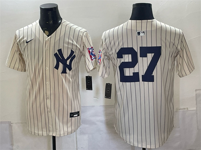 New York Yankees #27 Giancarlo Stanton Cream 2026 Field of Dreams Stadium Stitched Baseball Jersey New York Yankees #27 Giancarlo Stanton Cream 2026 Field of Dreams Stadium Stitched Baseball Jersey