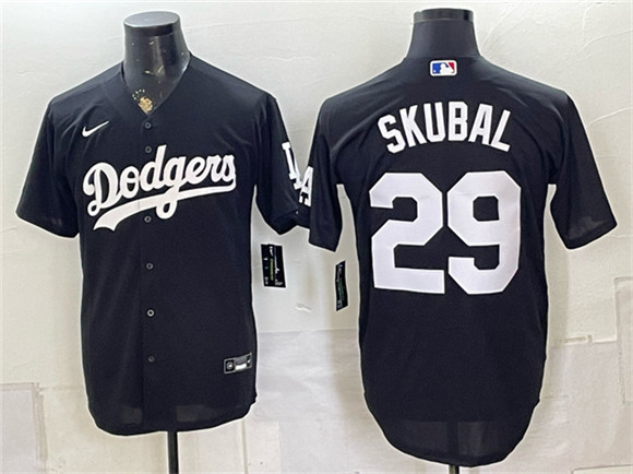 Los Angeles Dodgers #29 Tarik Skubal Black Cool Base Stitched Baseball Jersey