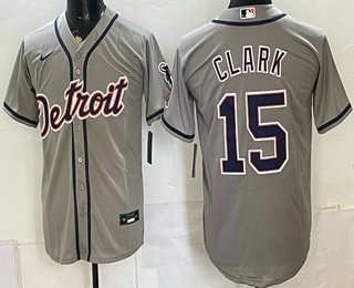 Detroit Tigers #15 Max Clark Grey Cool Base Jersey