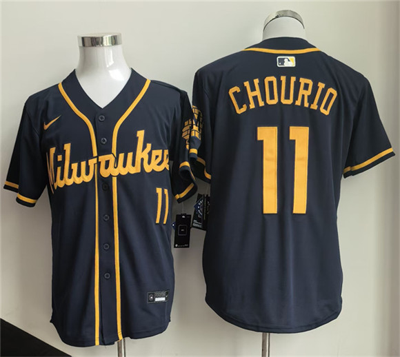 Milwaukee Brewers #11 Jackson Chourio Navy 2025 Cool Base Stitched Baseball Jersey