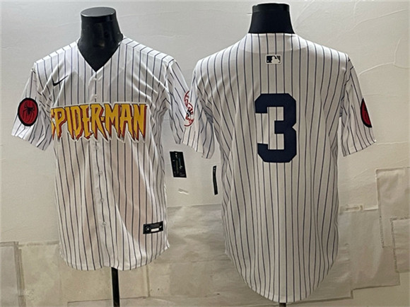 New York Yankees X Spider-Man #3 Babe Ruth White Limited Stitched Baseball Jersey
