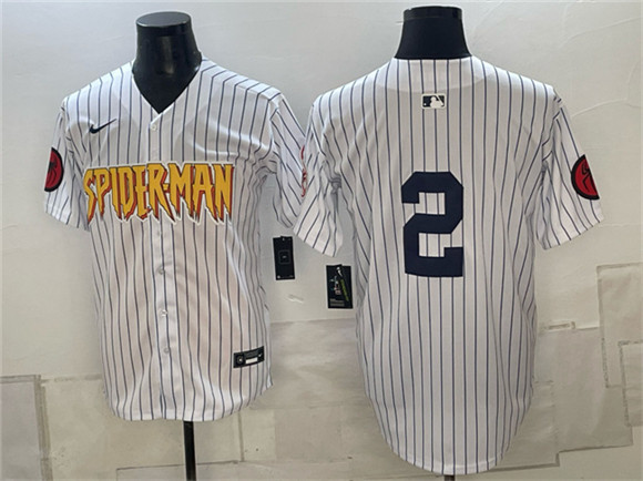 New York Yankees X Spider-Man #2 Derek Jeter White Limited Stitched Baseball Jersey